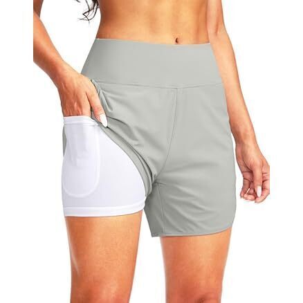 Women's 5" High Waisted Swim Board Shorts Quick Dry Upf 50+ Swimming Beach
